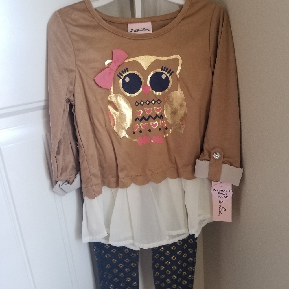 NWT Little Lass denim leggings set size 5